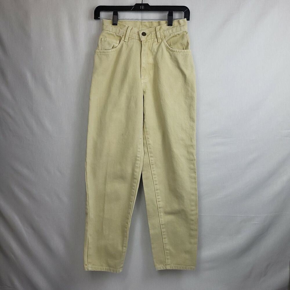 Womens Yellow Cotton Relaxed‎ Fit Medium Rise Mom Jeans Size W26 L28 Petite